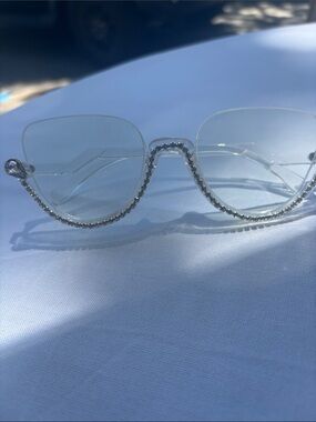 Crystal Rim Clear Sunglasses - Women Accessories